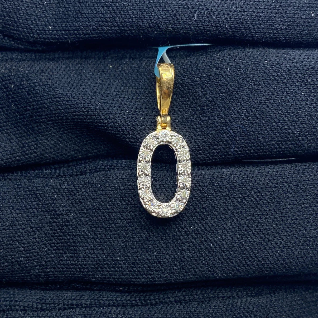 Diamond numeral pendant 14k yellow gold