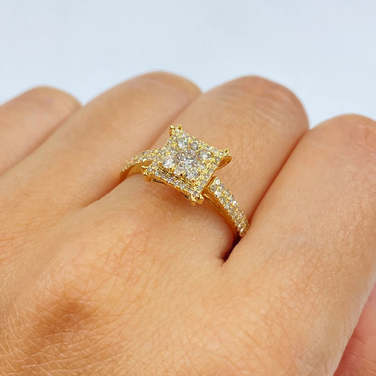 14k Gold Square Diamond Engagement Ring 0.6ct