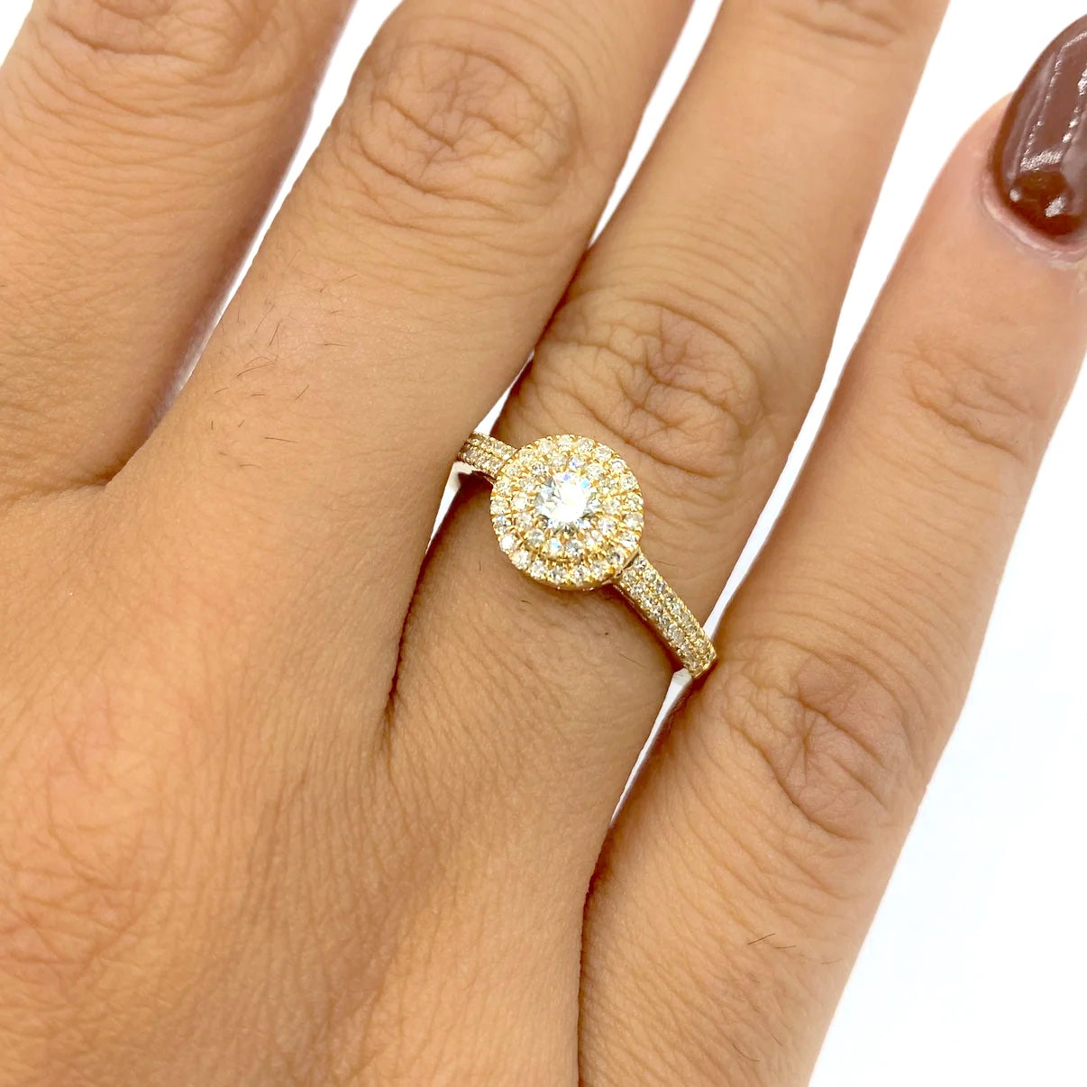 14k Gold Halo Diamond Engagement Ring 0.7ct