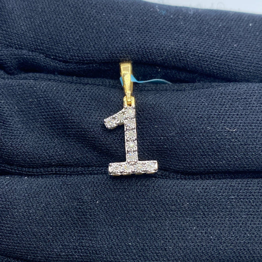 Diamond numeral pendant 14k yellow gold