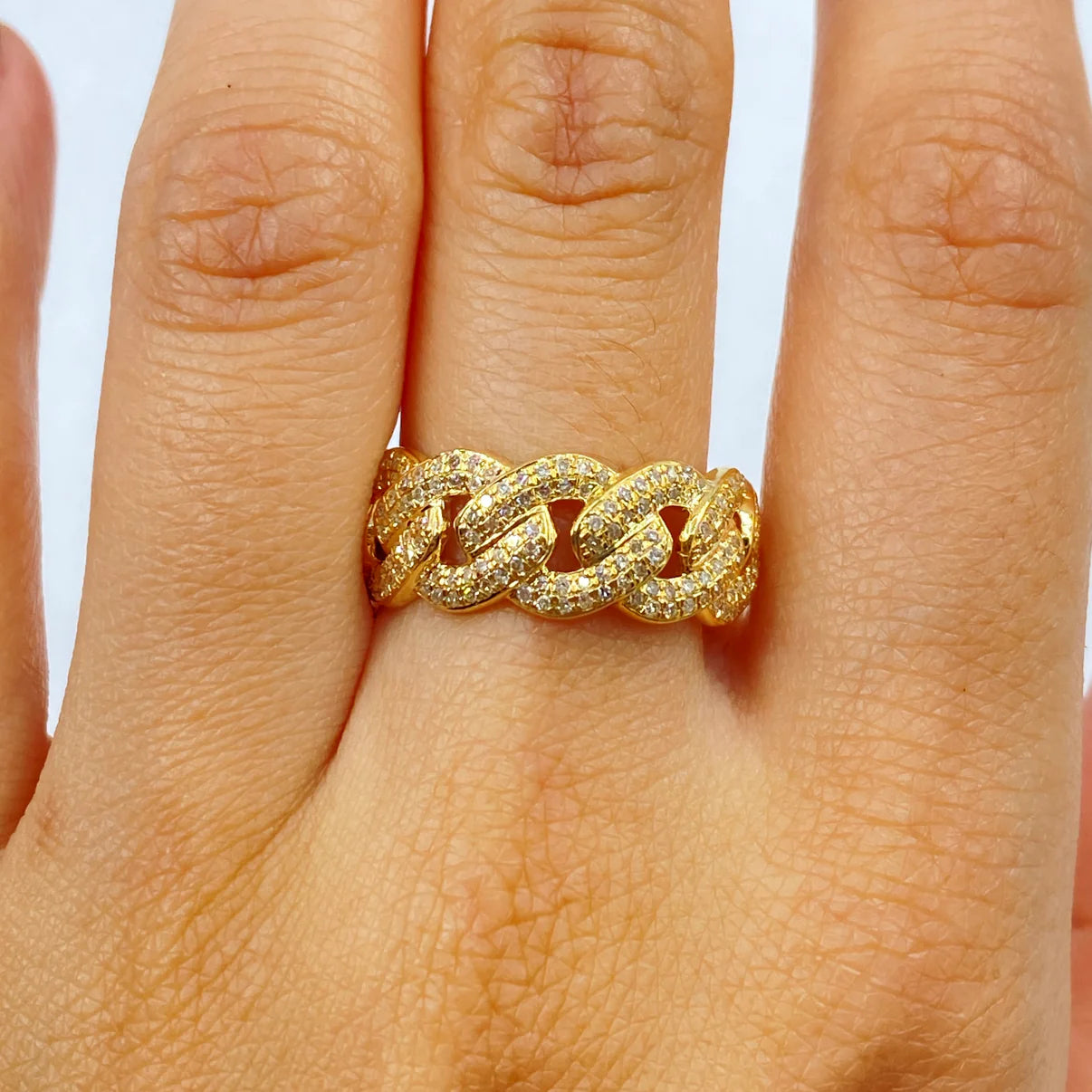 10k Gold Cuban Diamond Ring