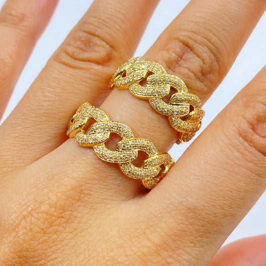 10k Gold Cuban Diamond Ring