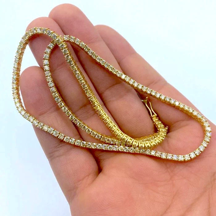 10K Gold Diamond Tennis Chain 16-18mm