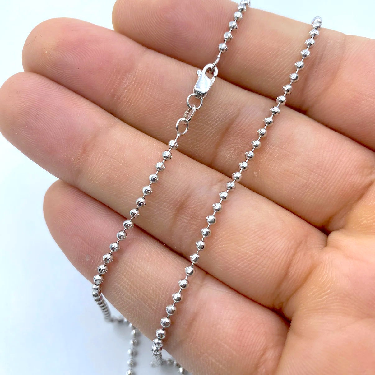 14K White Gold Moon Cut Chain 2.2mm