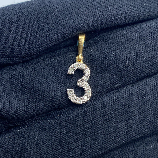 Diamond numeral pendant 14k yellow gold