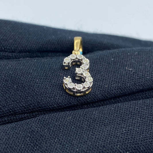 Diamond numeral pendant 14k yellow gold