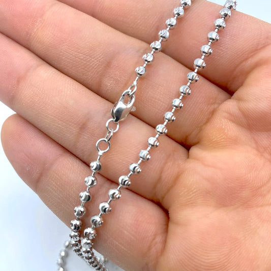 14K White Gold Moon Cut Chain 3.2mm