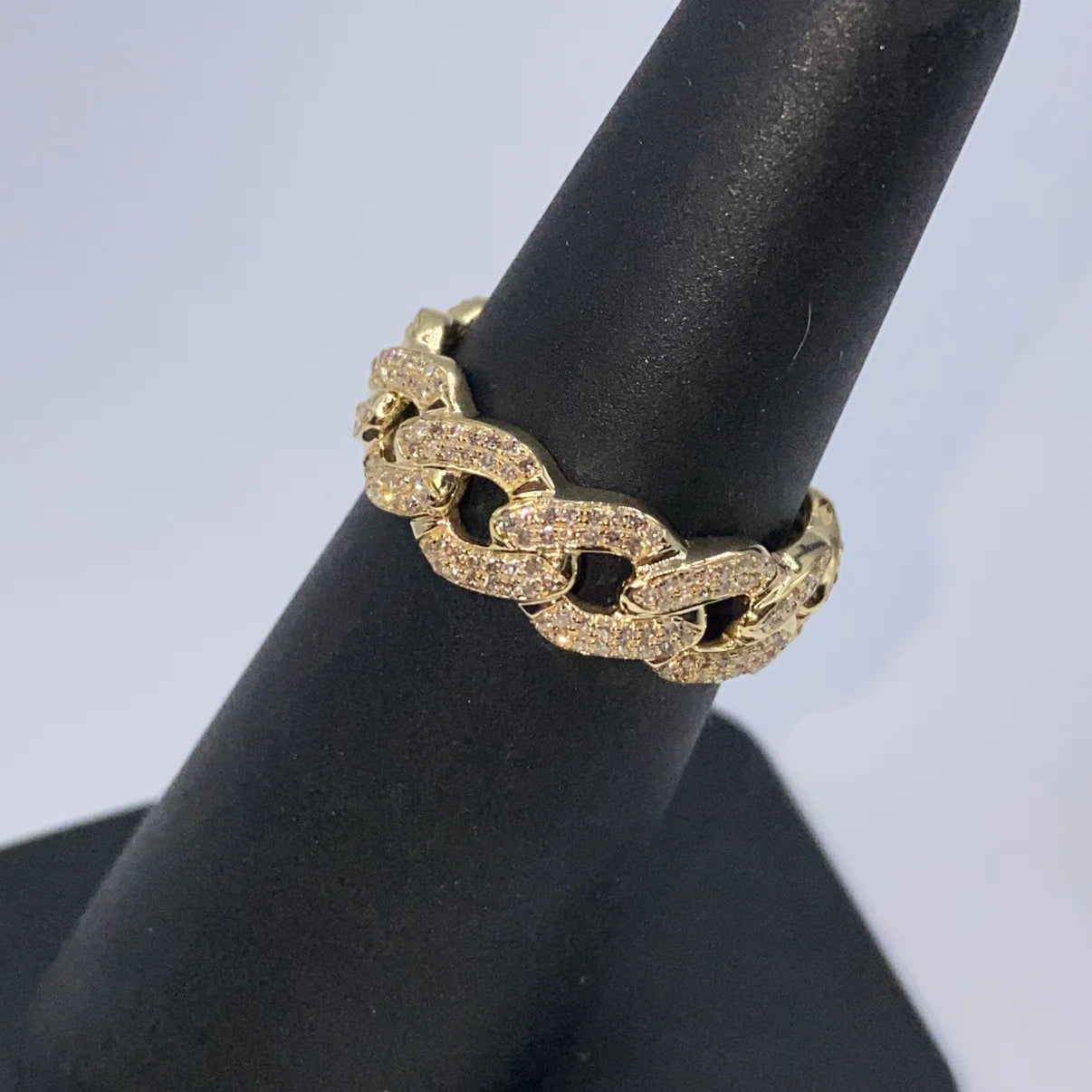 10k Gold Cuban Diamond Ring 7mm