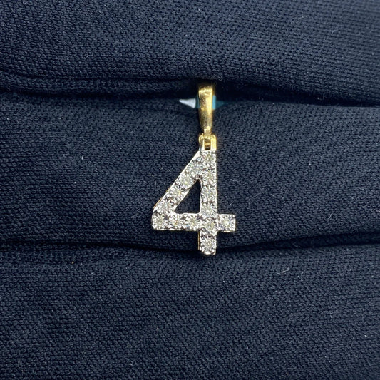 Diamond numeral pendant 14k yellow gold