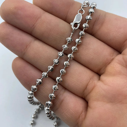 14K White Gold Moon Cut Chain 4.2mm