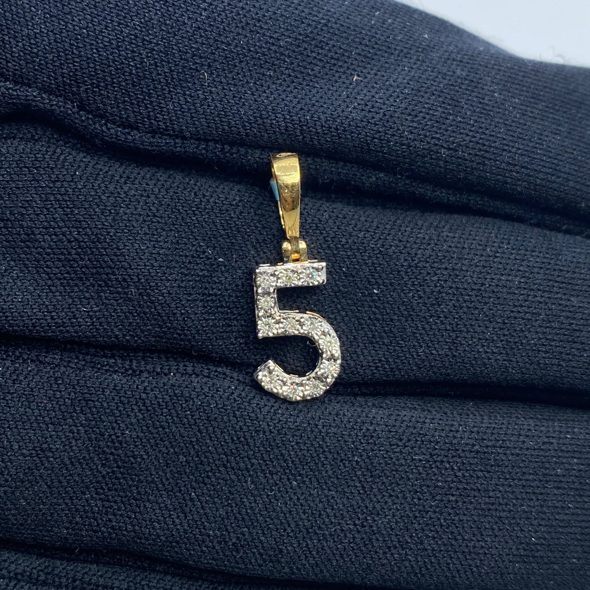 Diamond numeral pendant 14k yellow gold