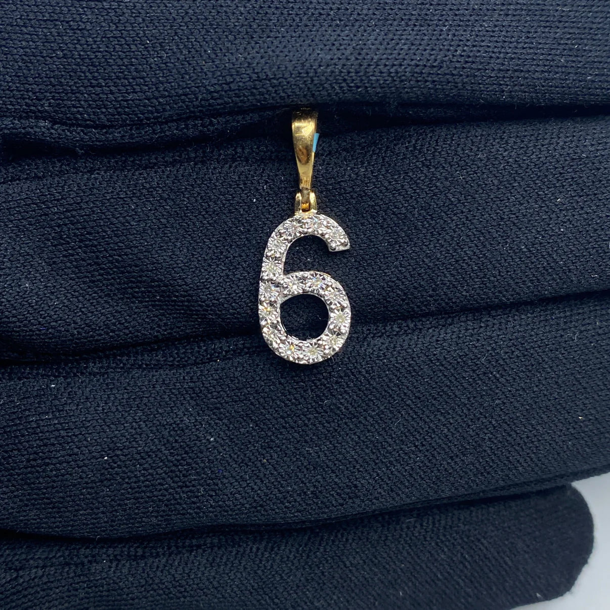 Diamond numeral pendant 14k yellow gold