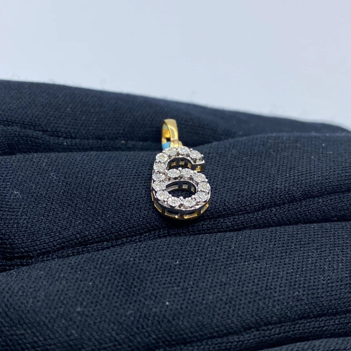 Diamond numeral pendant 14k yellow gold