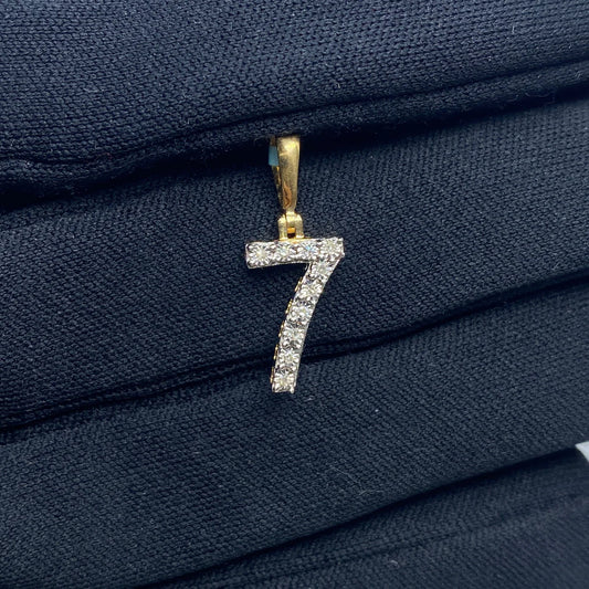 Diamond numeral pendant 14k yellow gold