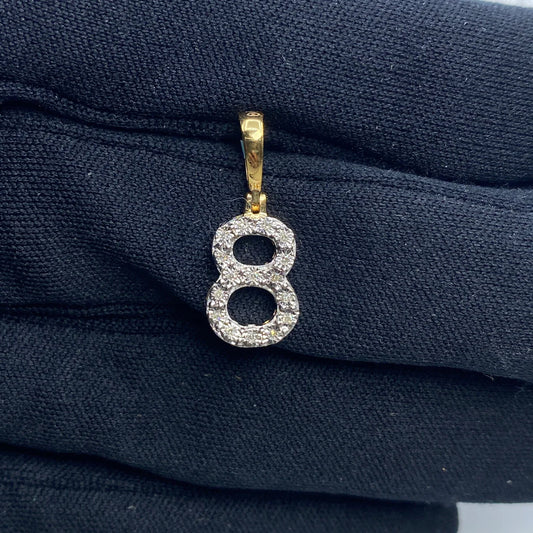 Diamond numeral pendant 14k yellow gold