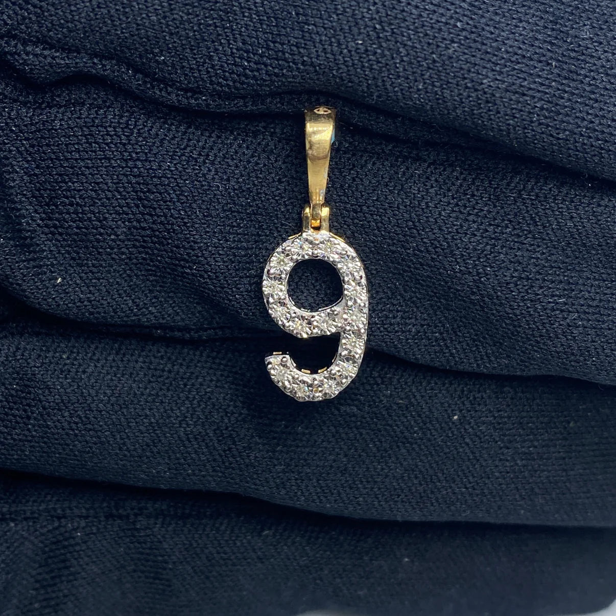 Diamond numeral pendant 14k yellow gold