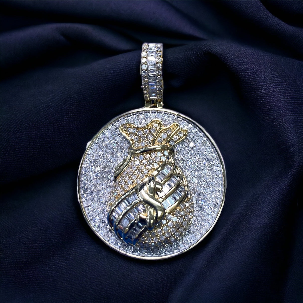 Diamond Money Bag pendant 14k yellow gold MGI-P2892