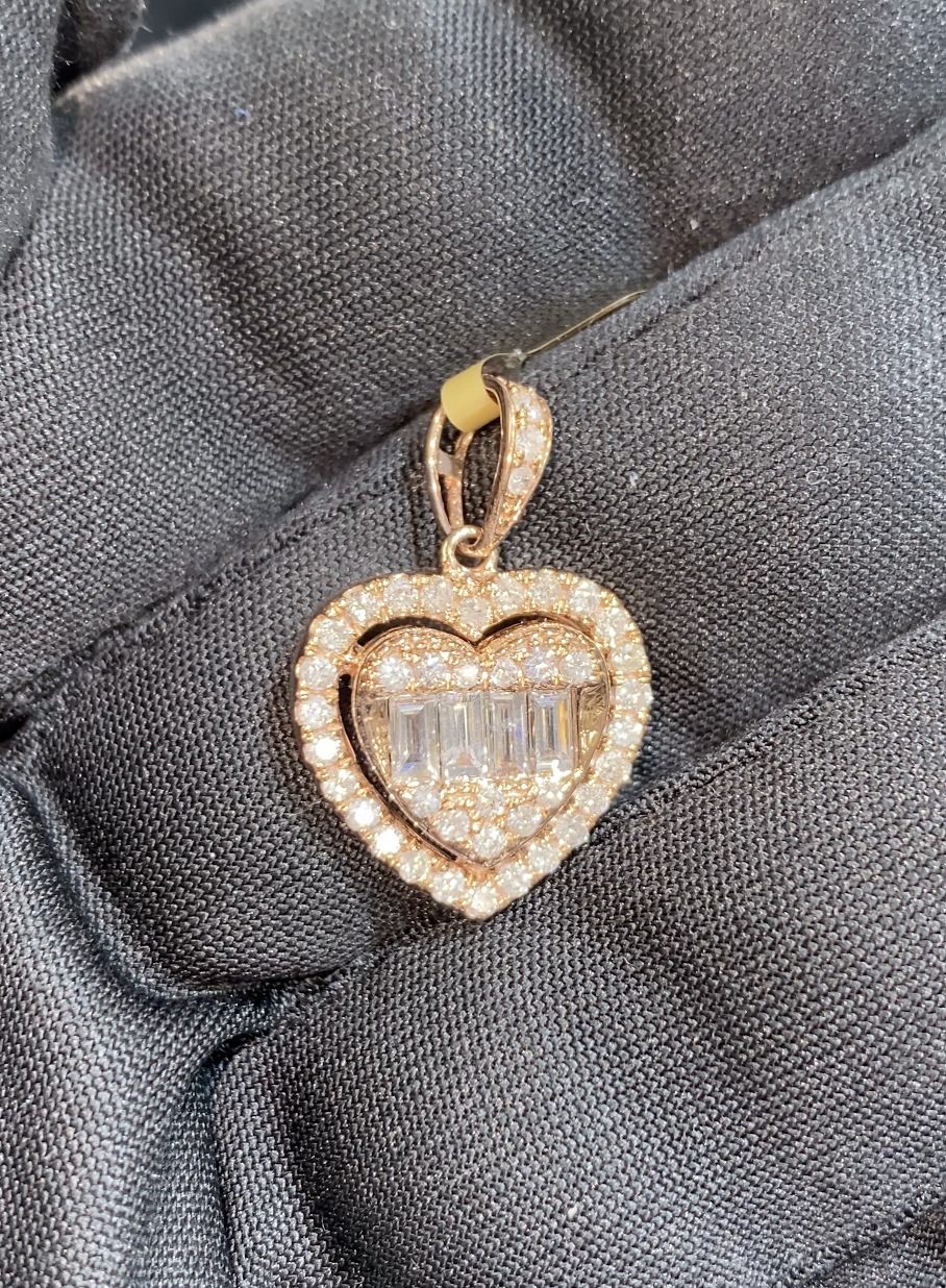 Diamond heart pendant 14k yellow gold MGI-P2278