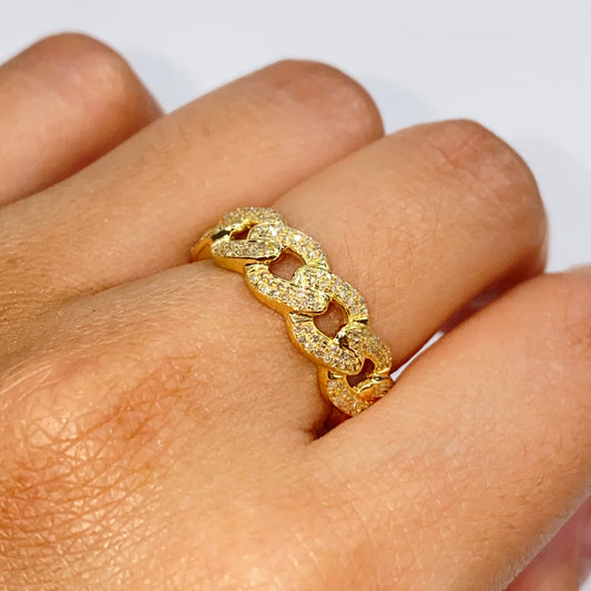 10k Gold Cuban Diamond Ring 7mm