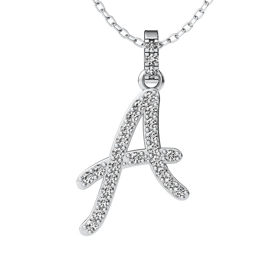 Diamond initial pendant 14K yellow/white/rose P849 13mm