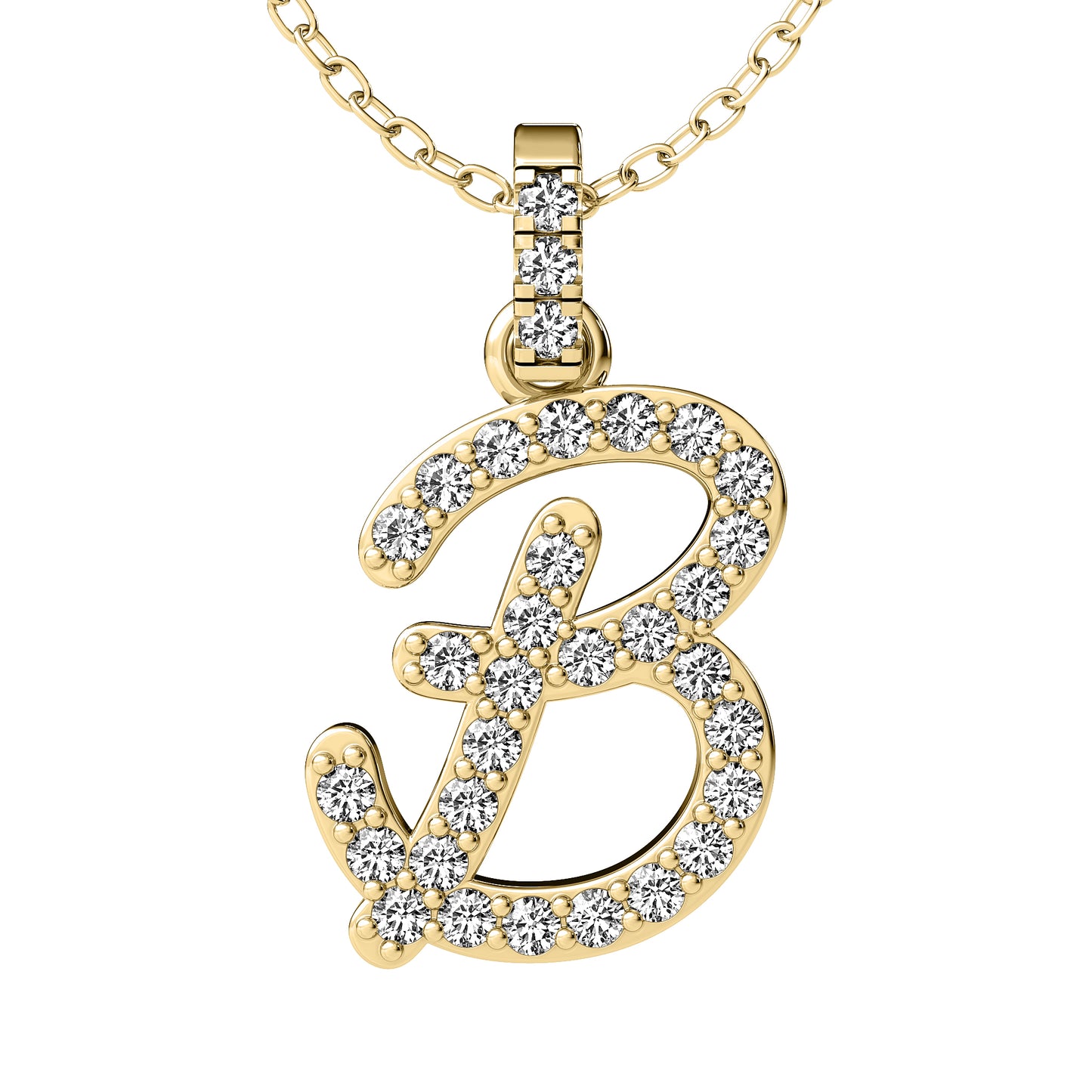 Diamond initial pendant 14K yellow/white/rose P849 13mm