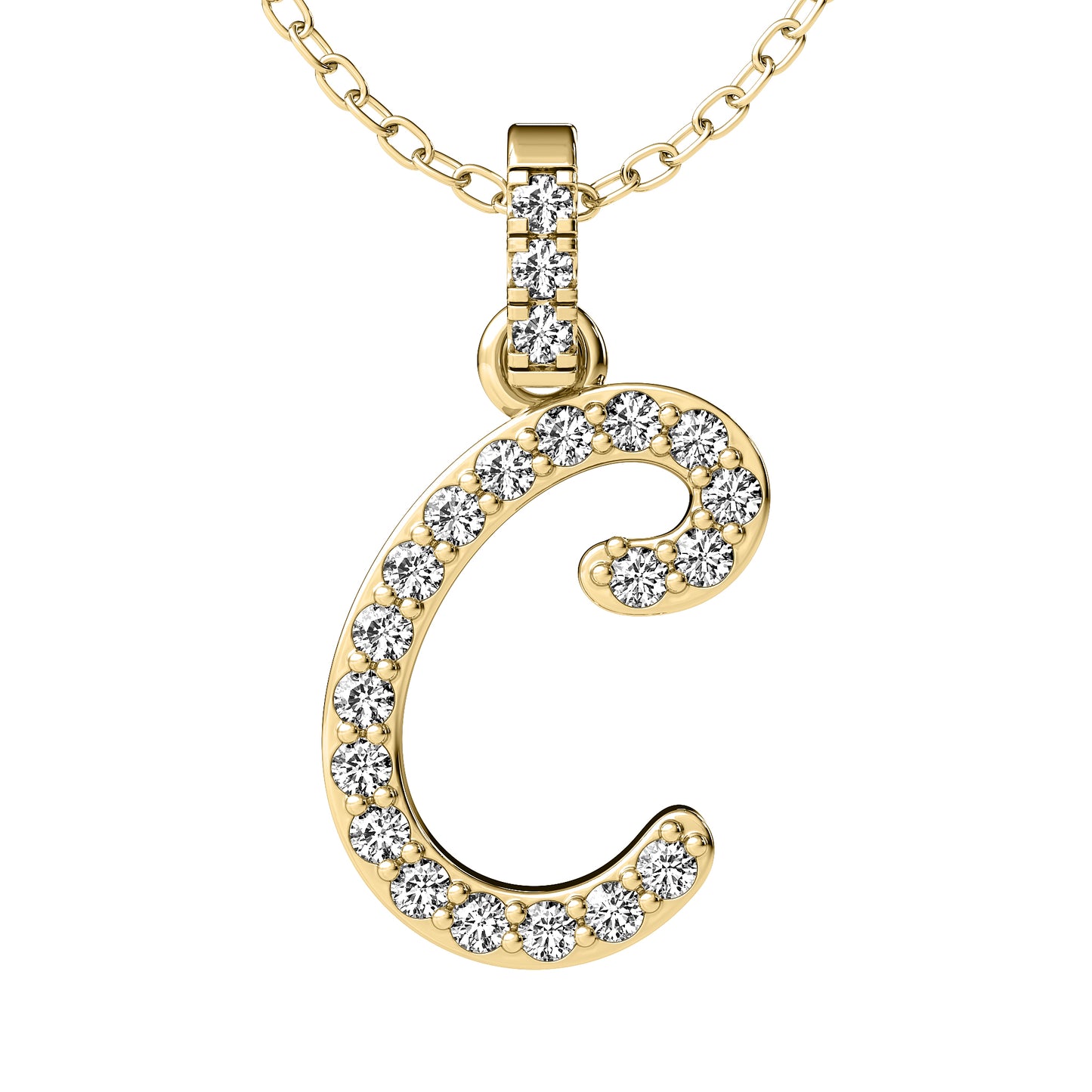 Diamond initial pendant 14K yellow/white/rose P849 13mm