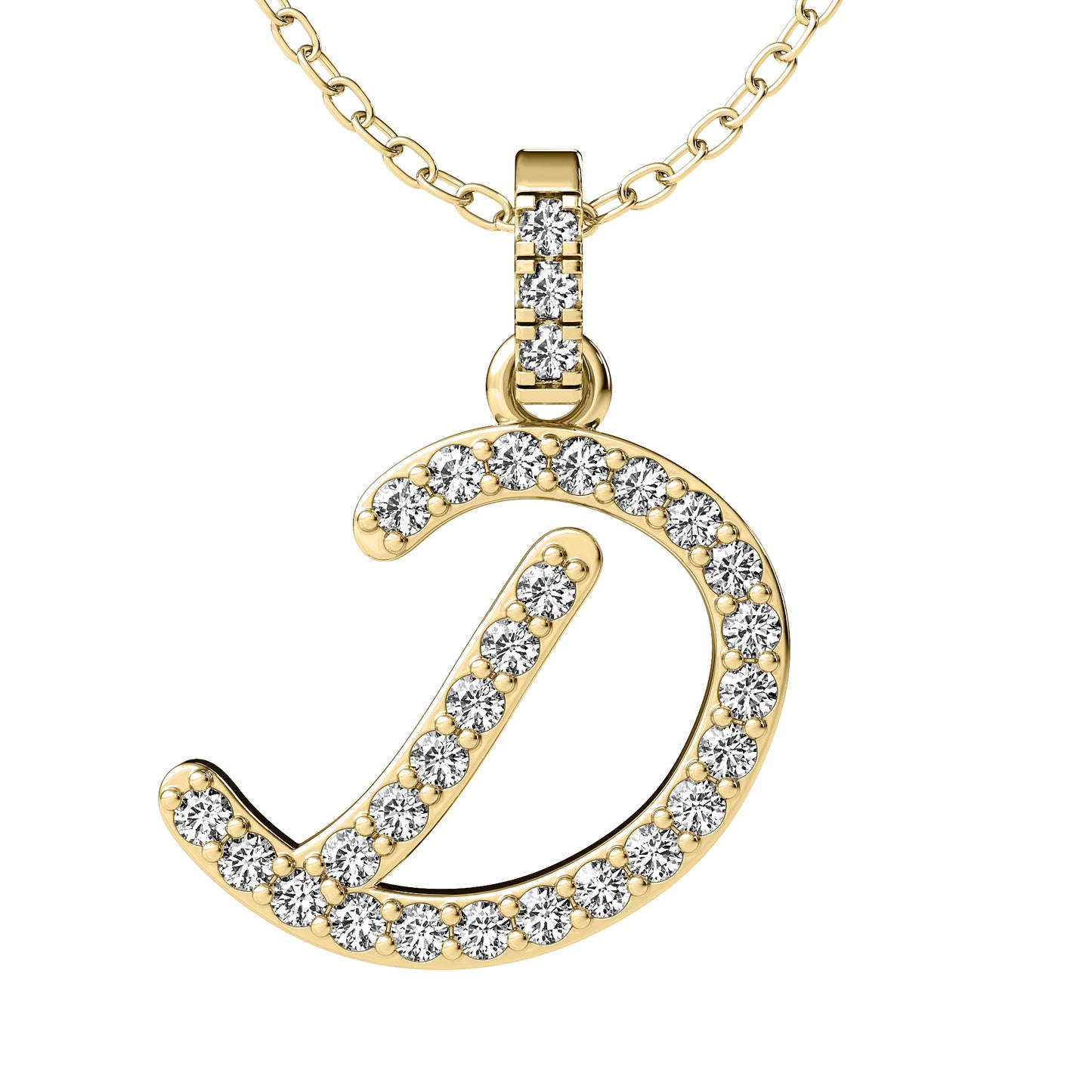 Diamond initial pendant 14K yellow/white/rose P849 13mm