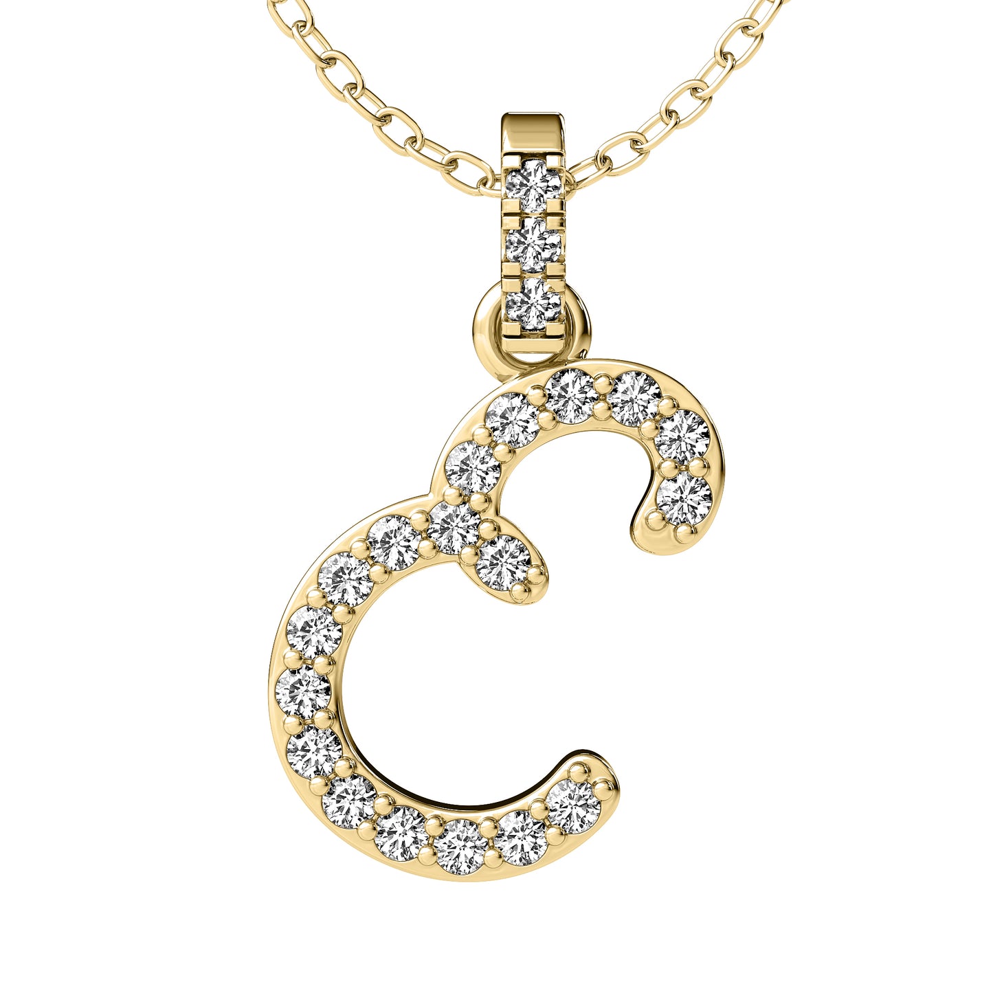 Diamond initial pendant 14K yellow/white/rose P849 13mm