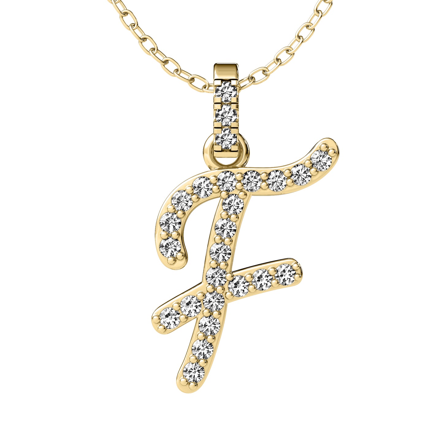 Diamond initial pendant 14K yellow/white/rose P849 13mm