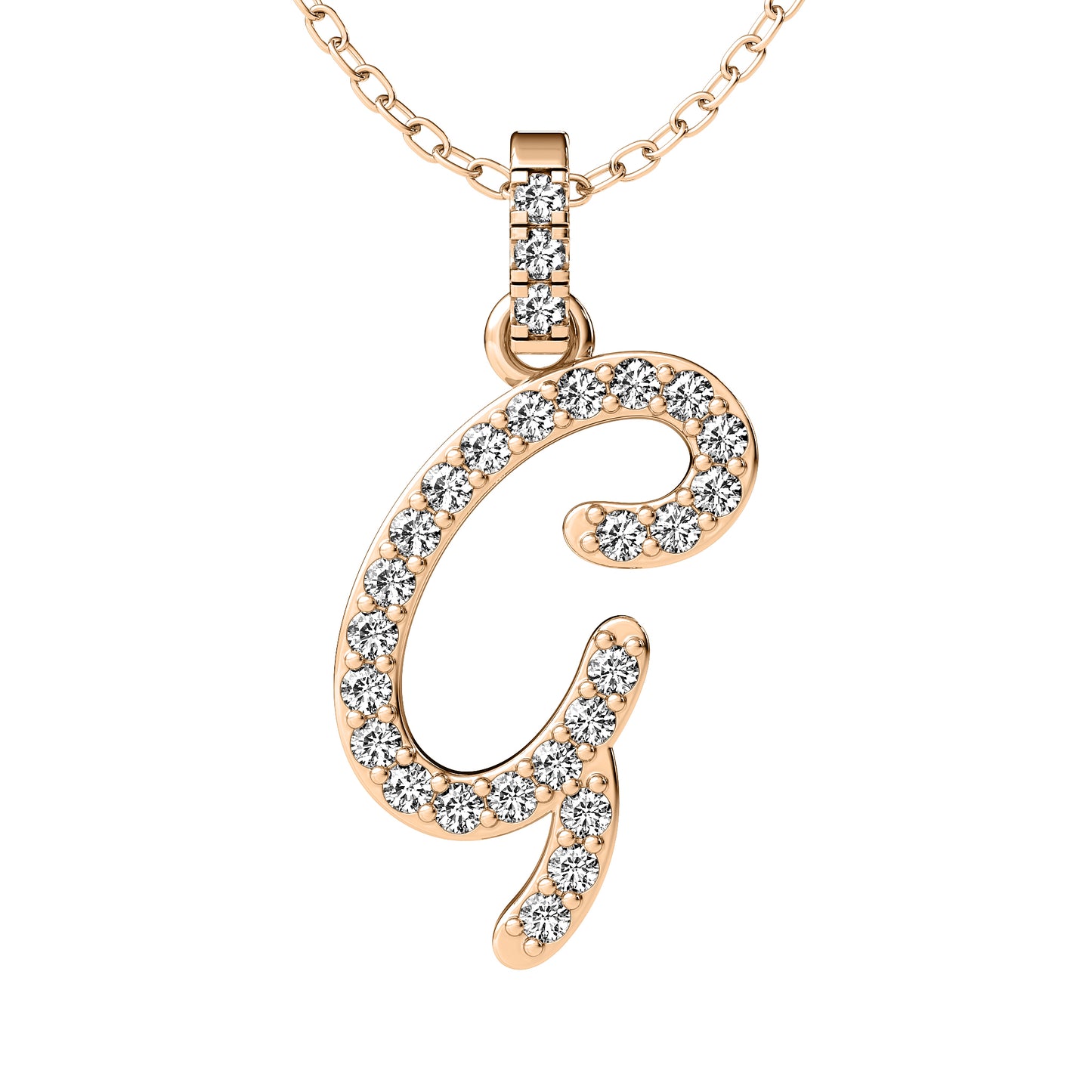 Diamond initial pendant 14K yellow/white/rose P849 13mm