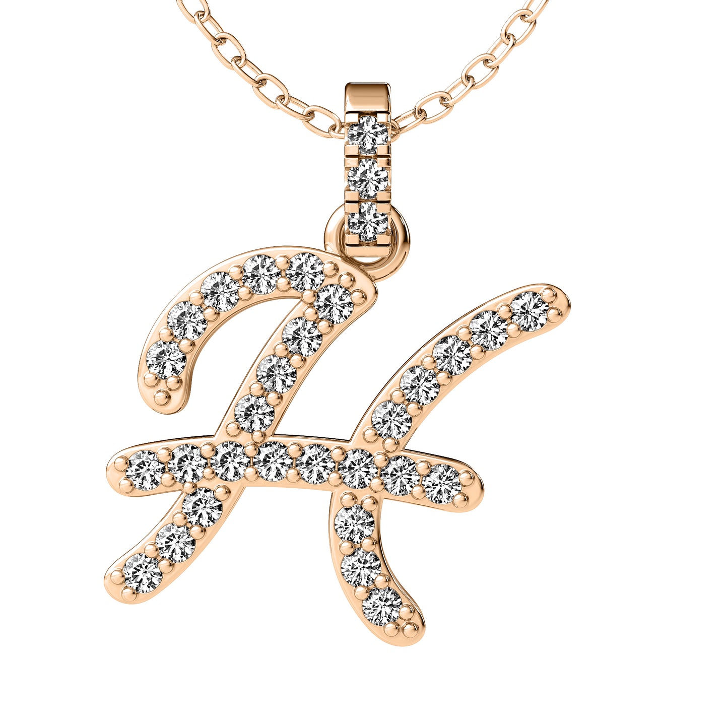 Diamond initial pendant 14K yellow/white/rose P849 13mm