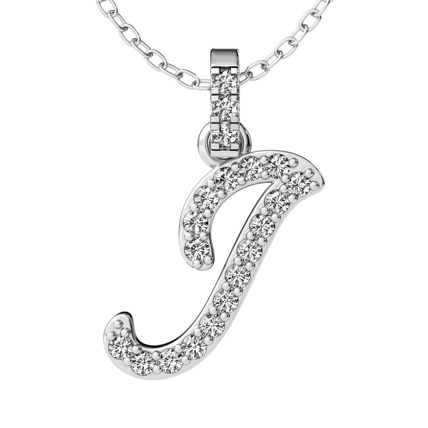 Diamond initial pendant 14K yellow/white/rose P849 13mm