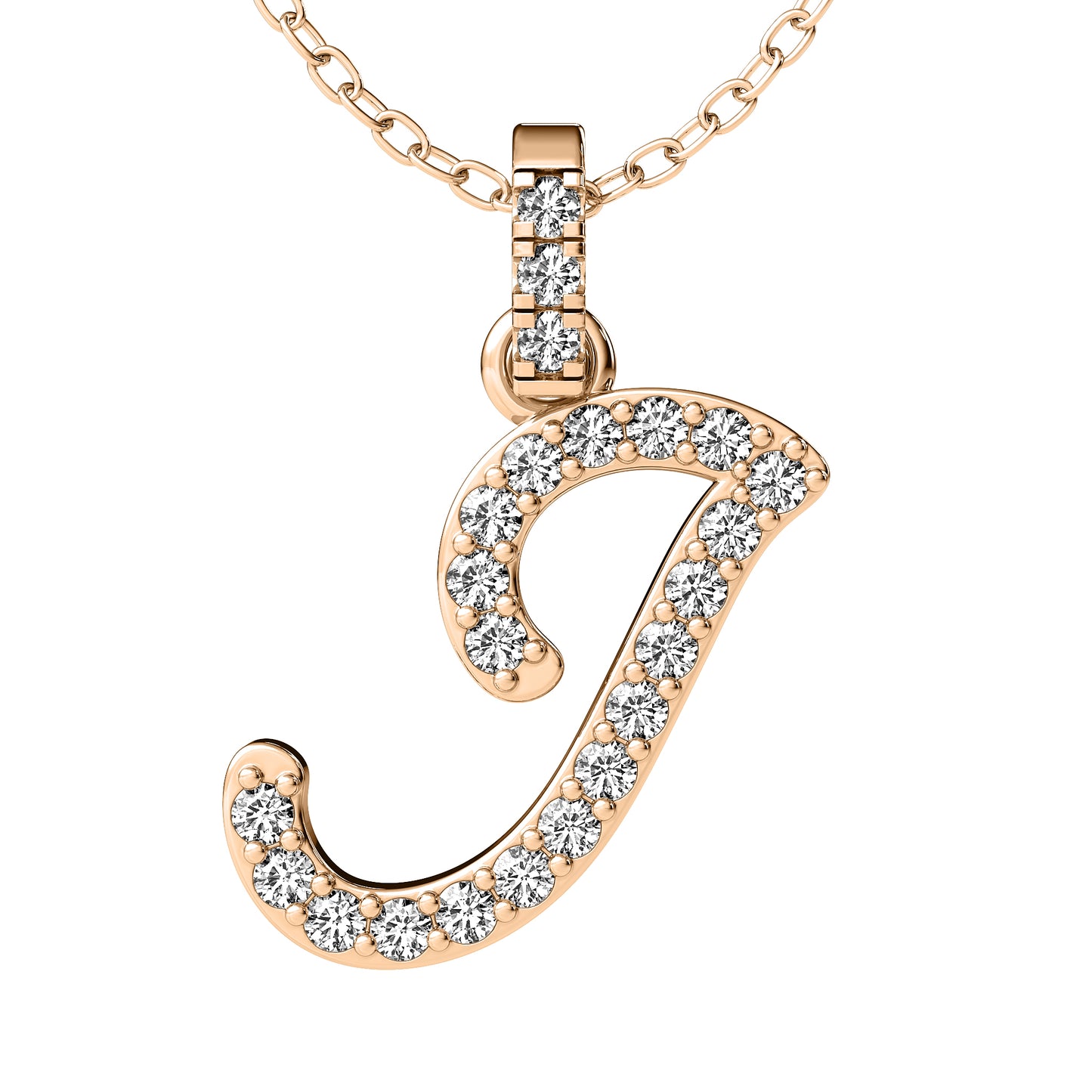 Diamond initial pendant 14K yellow/white/rose P849 13mm