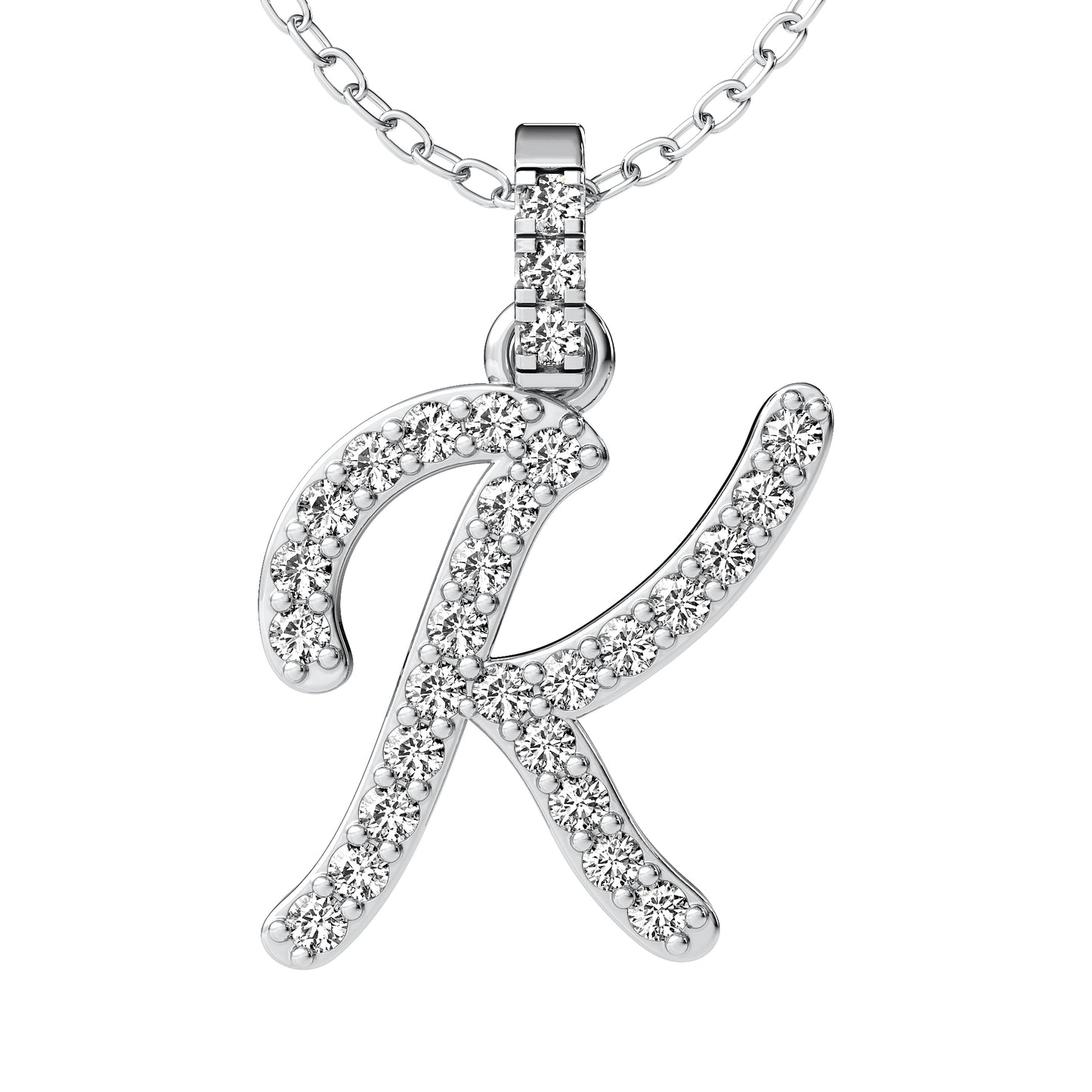 Diamond initial pendant 14K yellow/white/rose P849 13mm