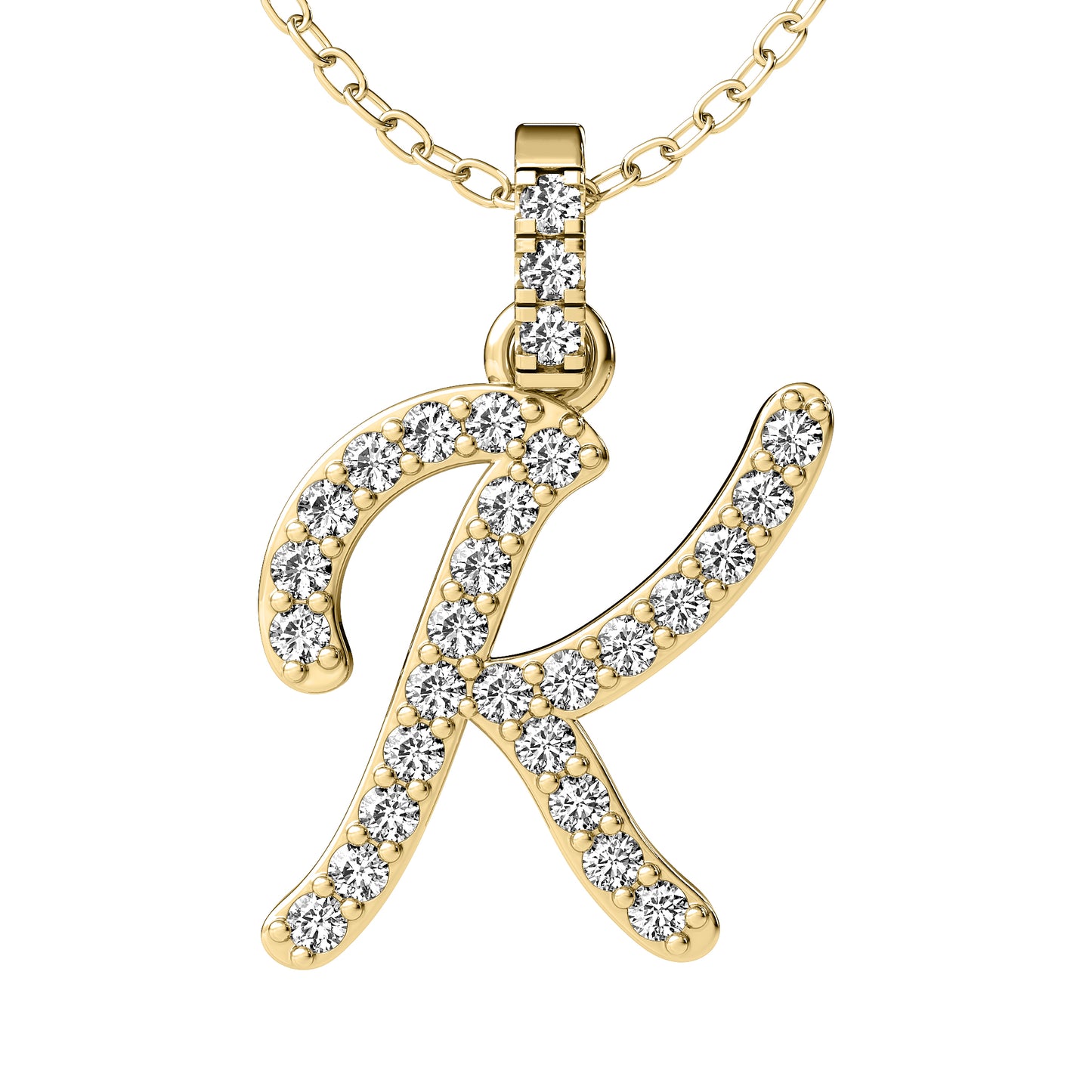 Diamond initial pendant 14K yellow/white/rose P849 13mm