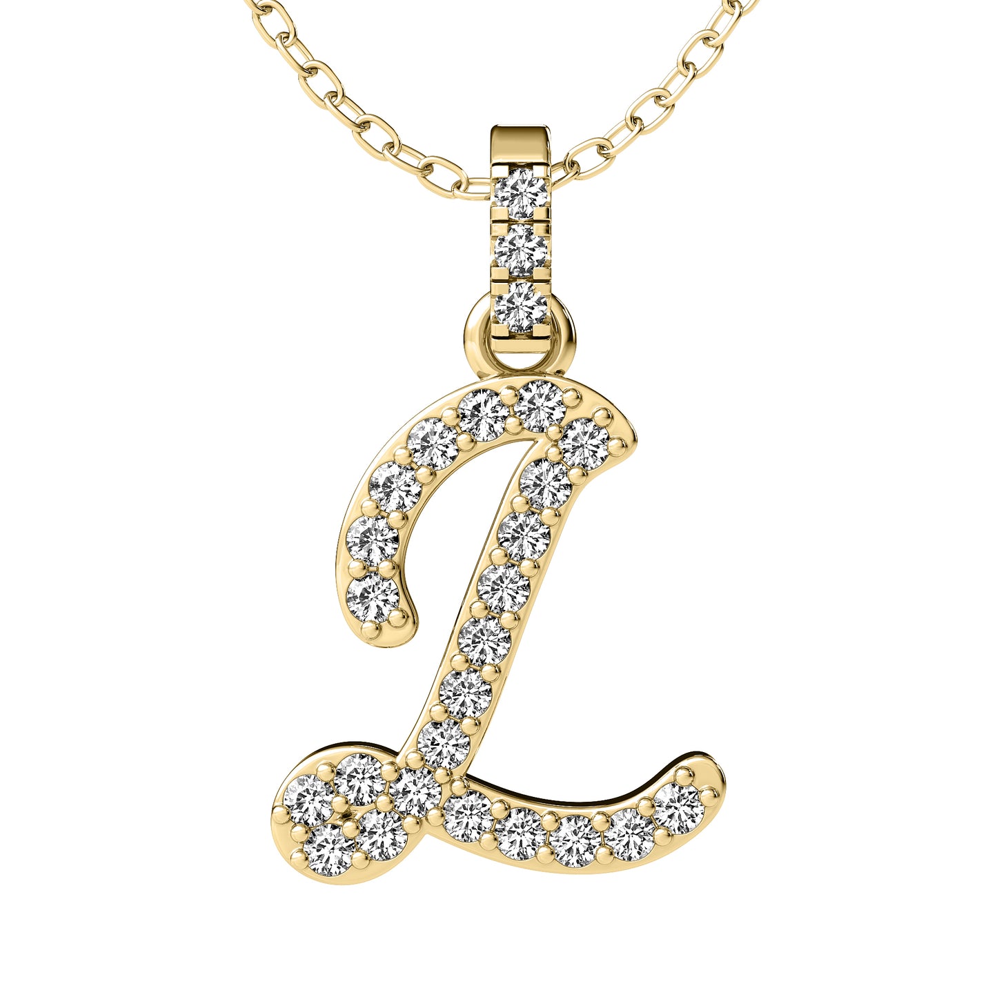 Diamond initial pendant 14K yellow/white/rose P849 13mm