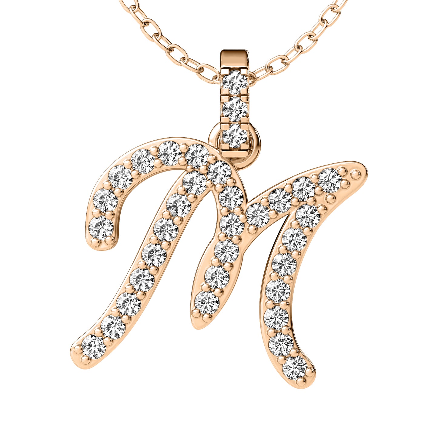 Diamond initial pendant 14K yellow/white/rose P849 13mm