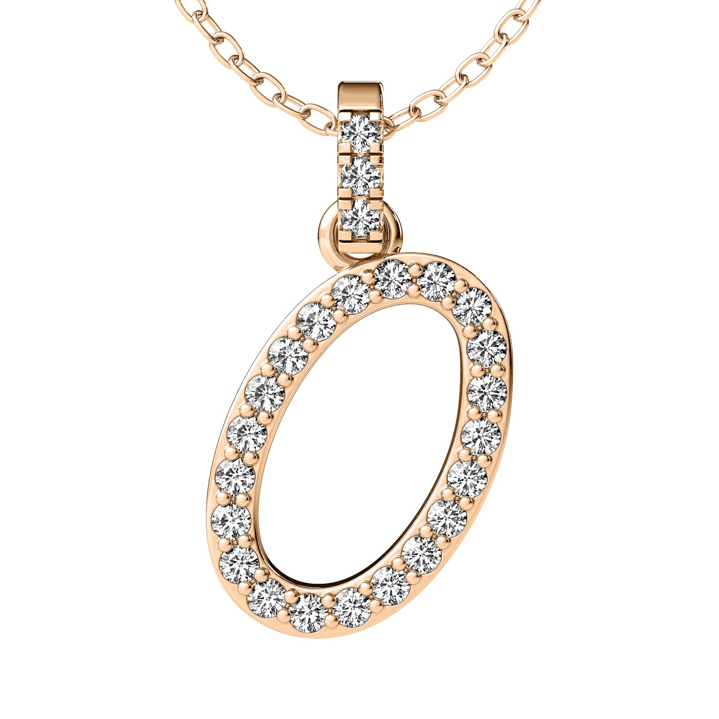 Diamond initial pendant 14K yellow/white/rose P849 13mm