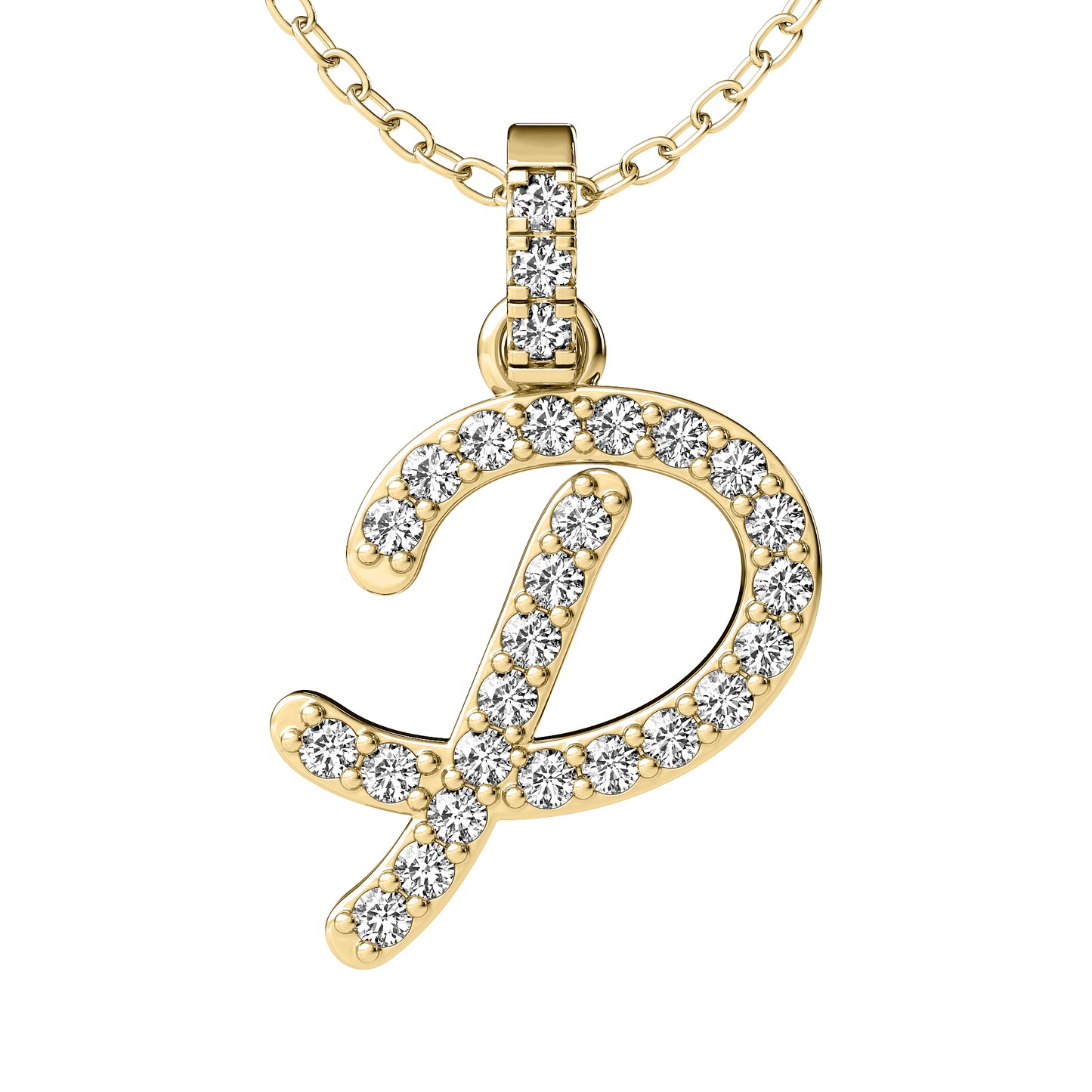 Diamond initial pendant 14K yellow/white/rose P849 13mm