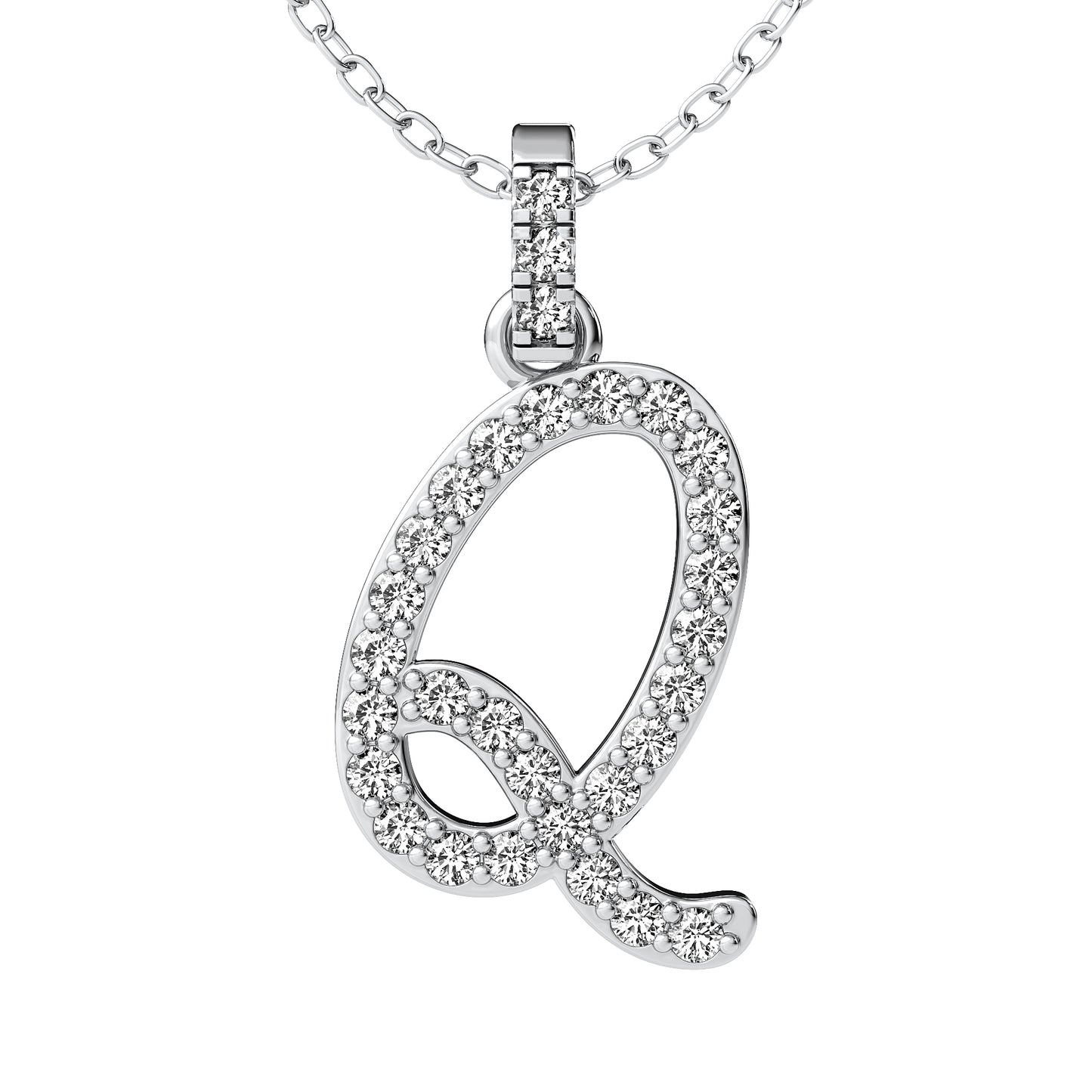 Diamond initial pendant 14K yellow/white/rose P849 13mm