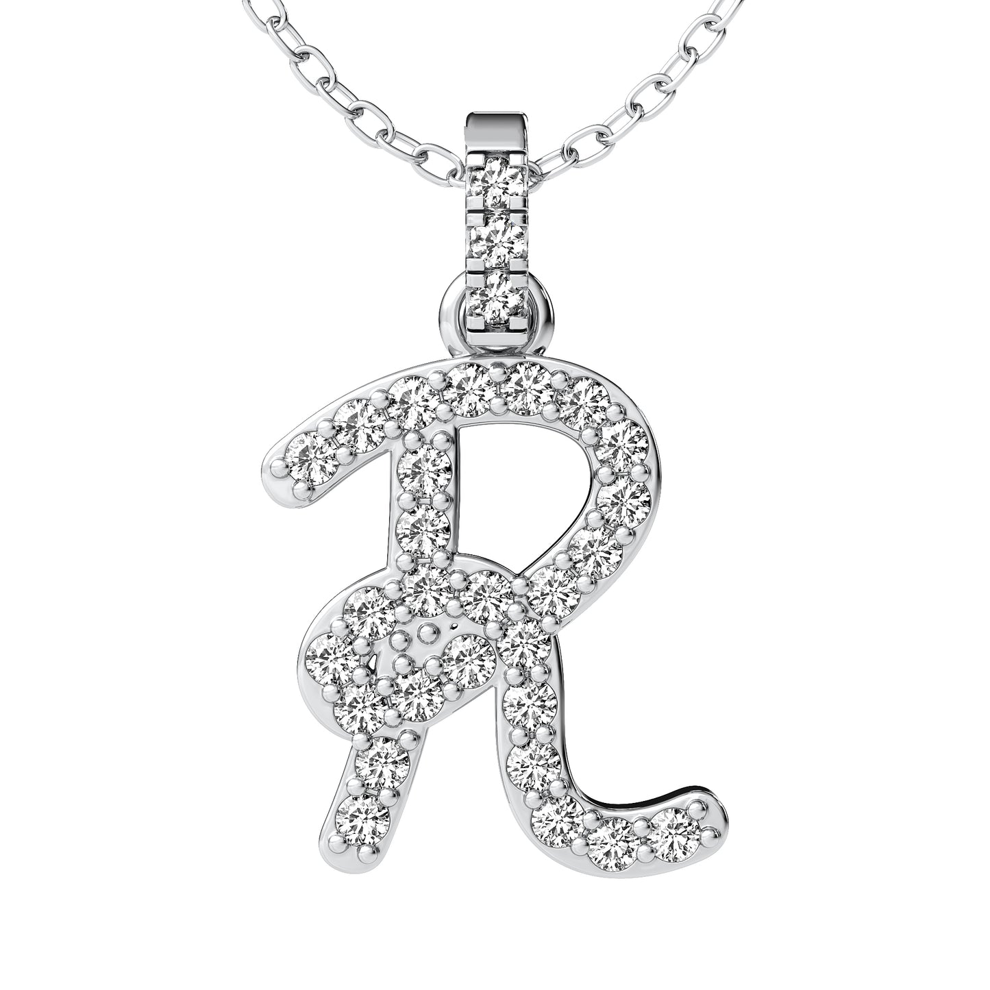 Diamond initial pendant 14K yellow/white/rose P849 13mm