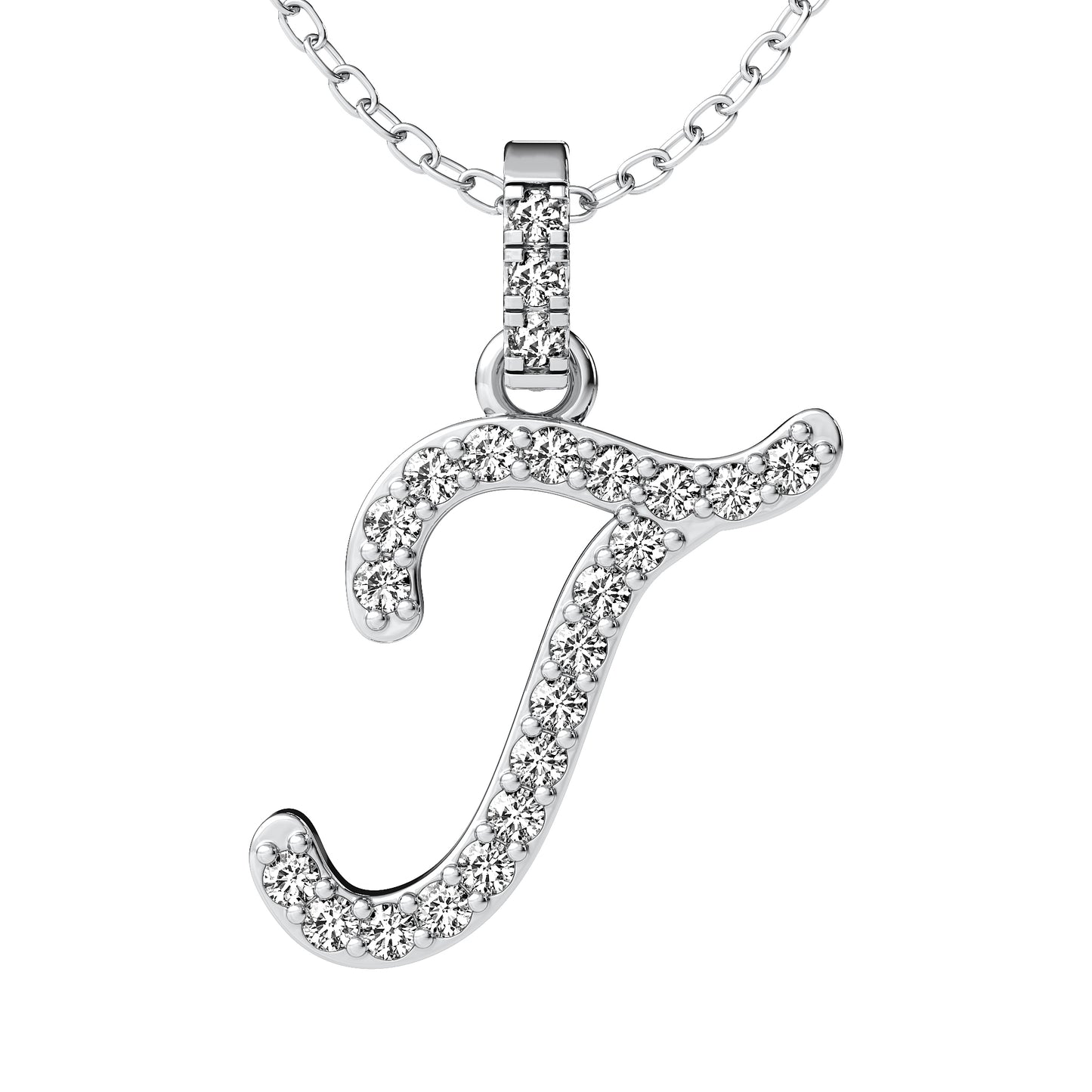 Diamond initial pendant 14K yellow/white/rose P849 13mm