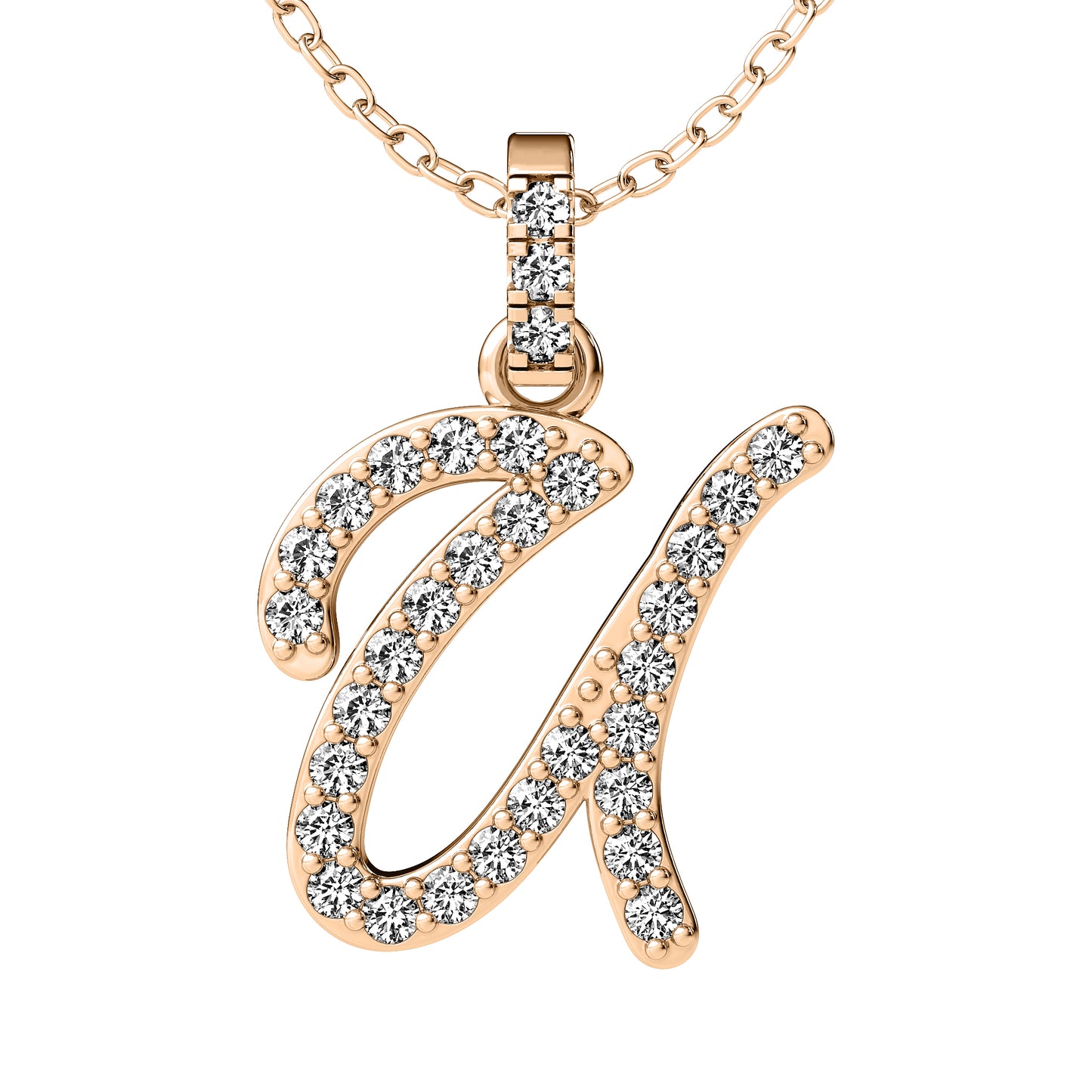 Diamond initial pendant 14K yellow/white/rose P849 13mm