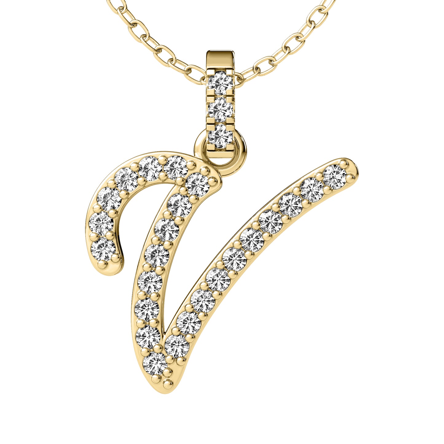 Diamond initial pendant 14K yellow/white/rose P849 13mm