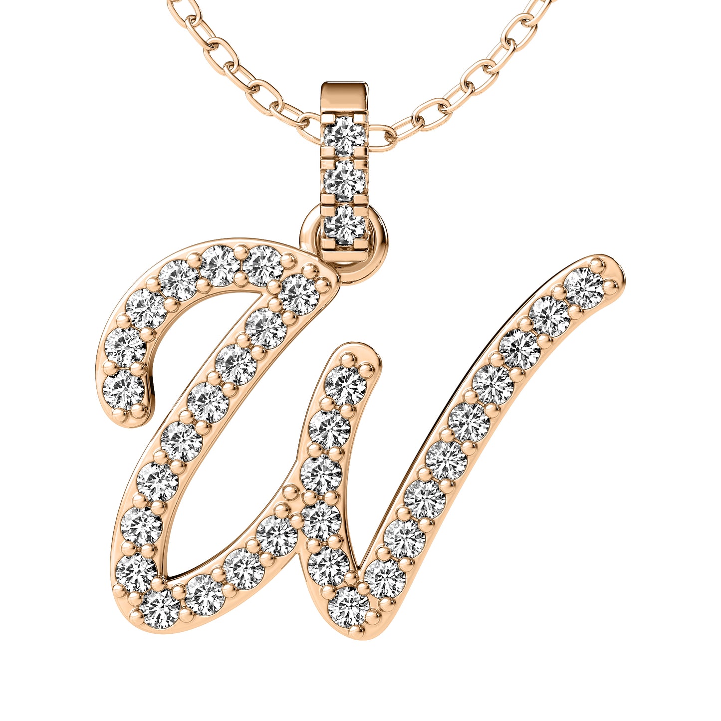 Diamond initial pendant 14K yellow/white/rose P849 13mm