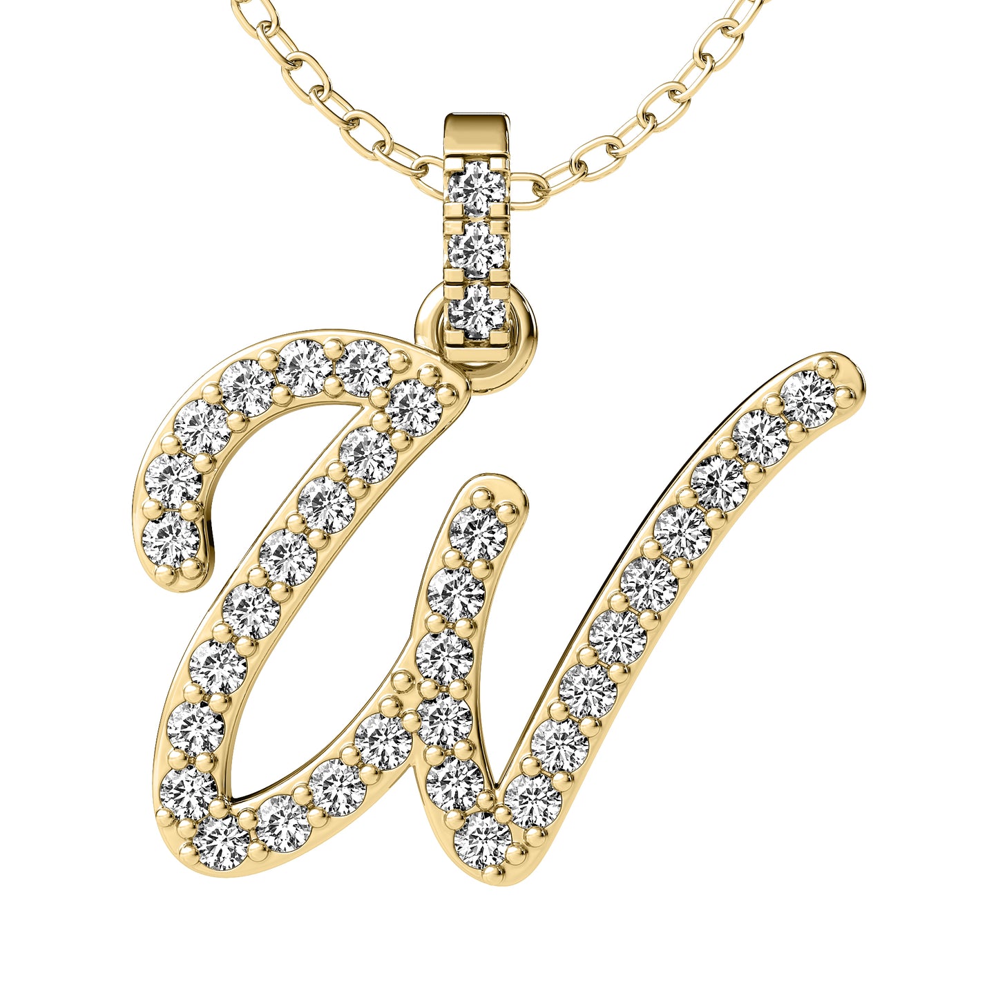 Diamond initial pendant 14K yellow/white/rose P849 13mm