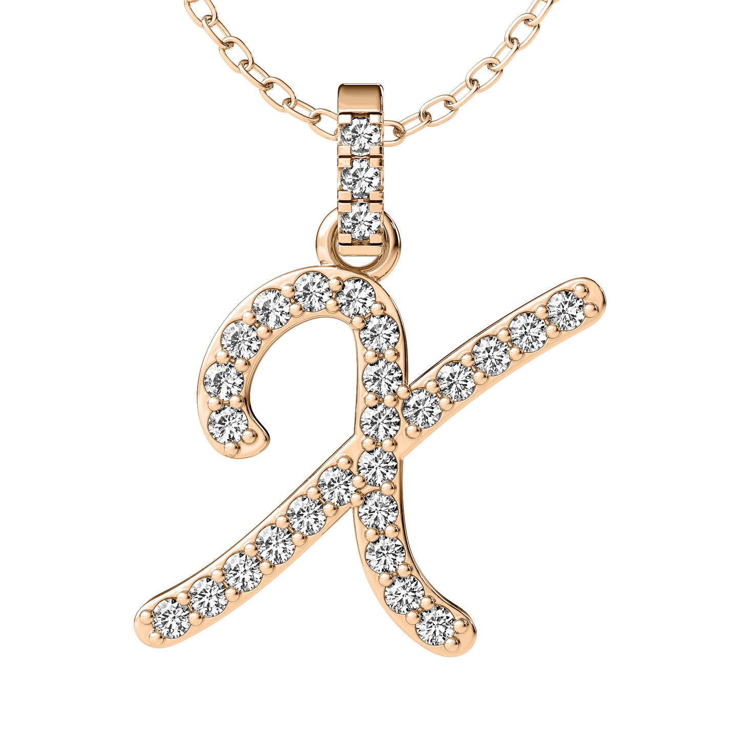 Diamond initial pendant 14K yellow/white/rose P849 13mm