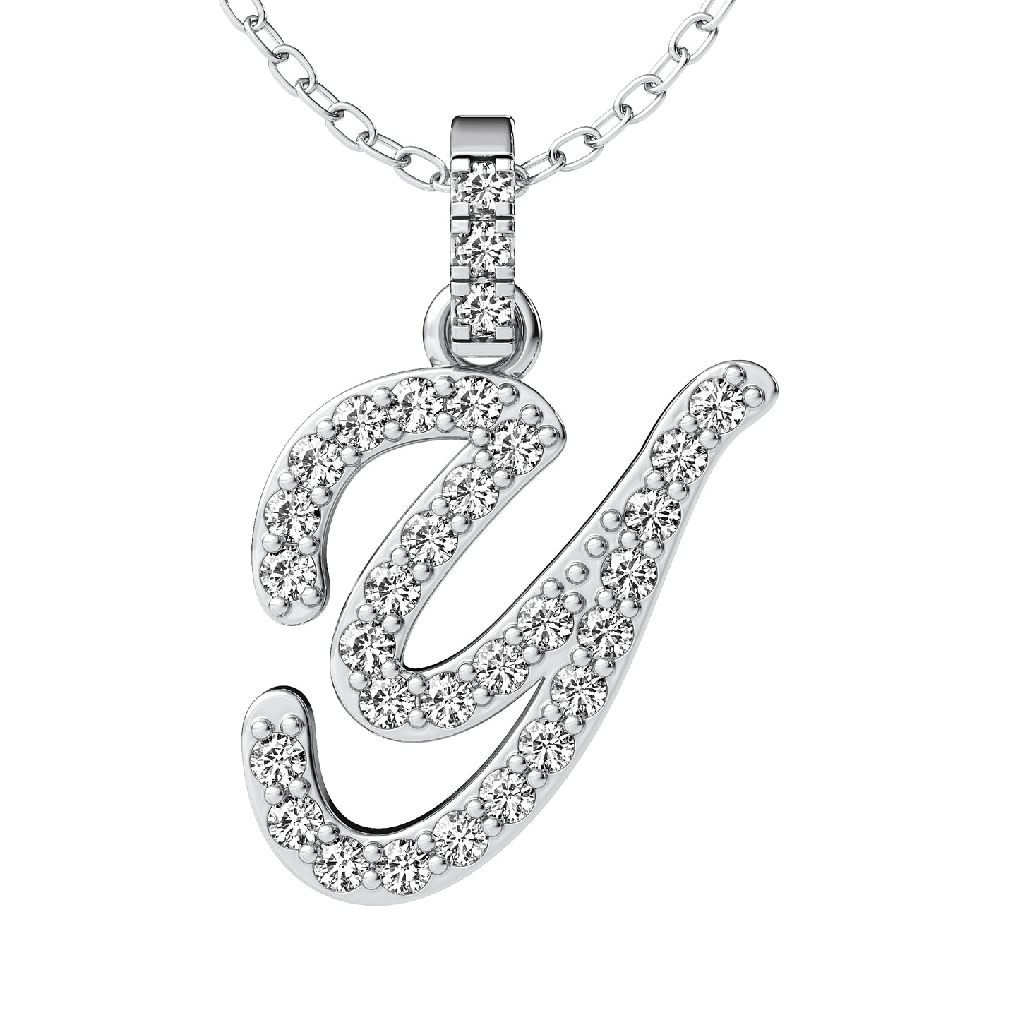 Diamond initial pendant 14K yellow/white/rose P849 13mm