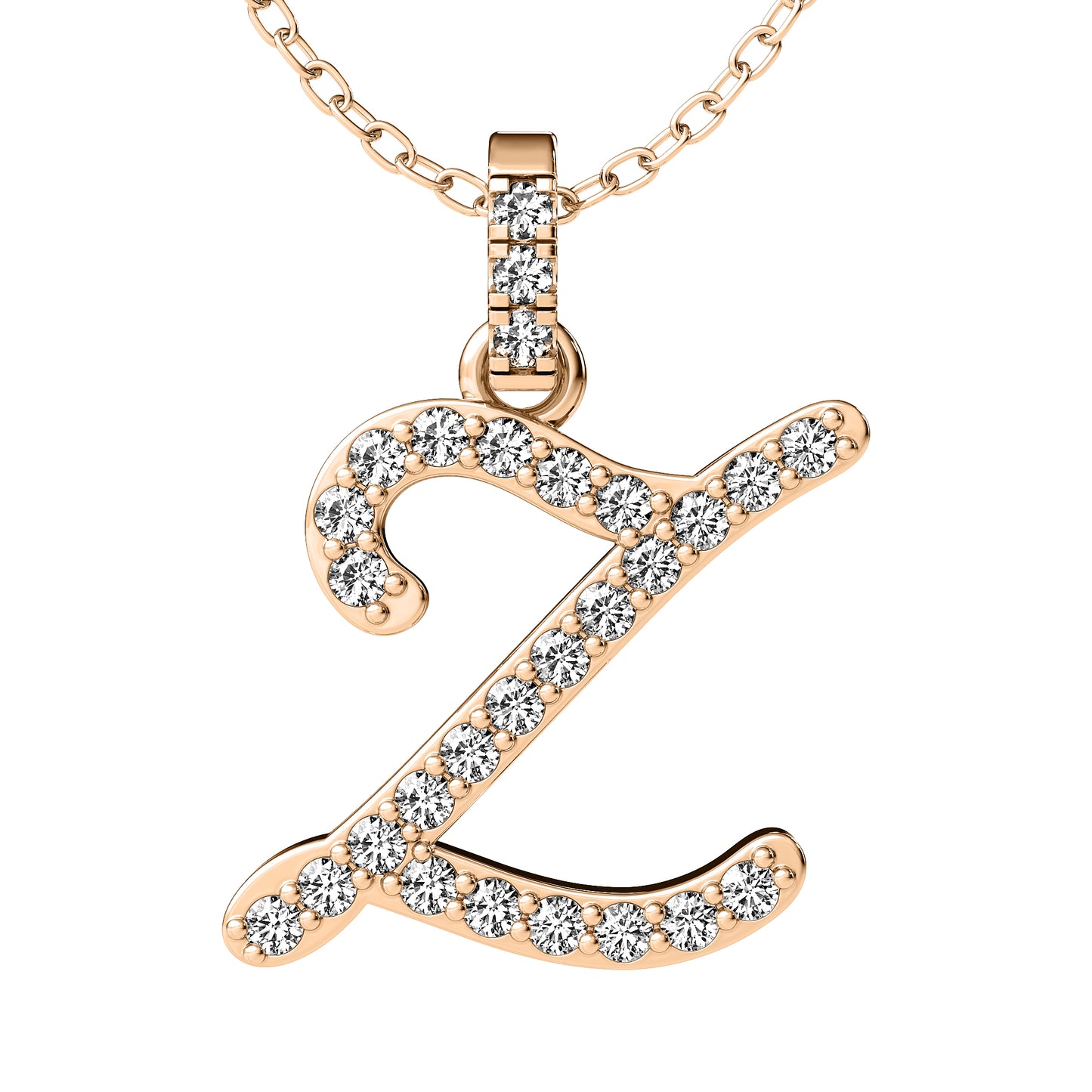 Diamond initial pendant 14K yellow/white/rose P849 13mm