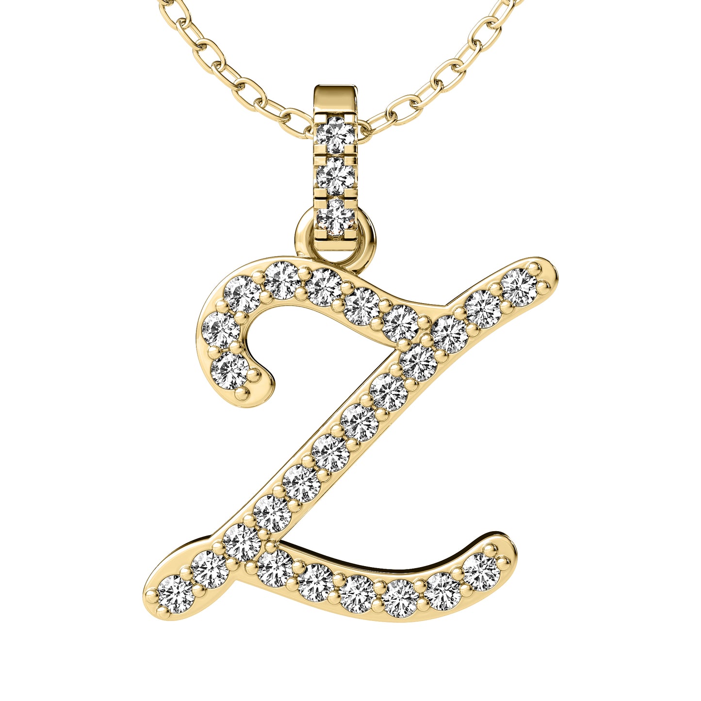 Diamond initial pendant 14K yellow/white/rose P849 13mm